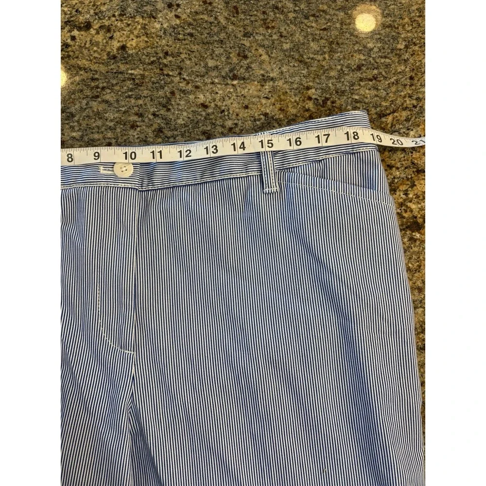 NWT Talbots Womens‎ 16 Chino Pants Straight Leg Crop Blue Striped Stretch Career